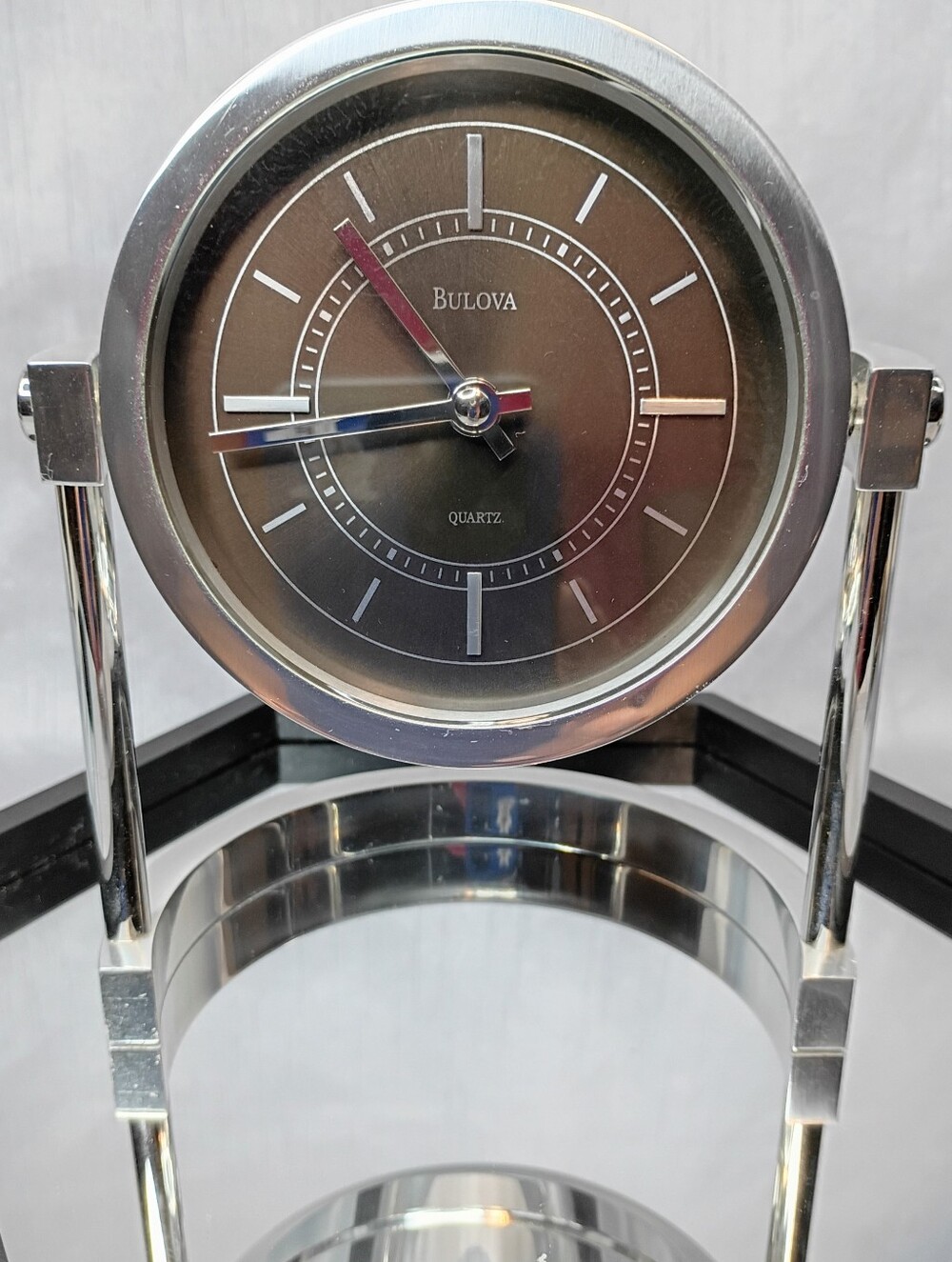 Bulova Silver and Black Desk Accent Clock